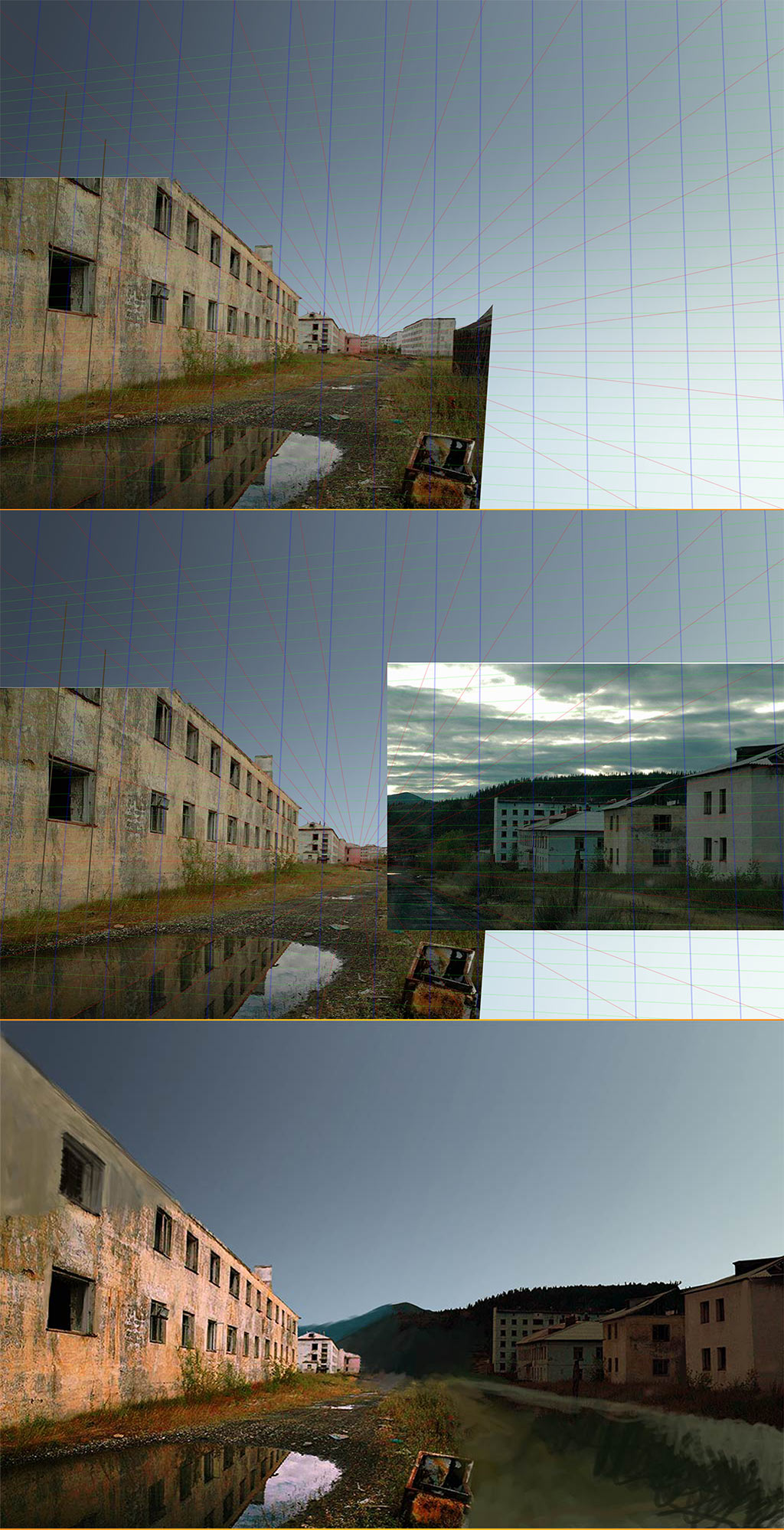 Abandonded City Digital Matte Painting Progress