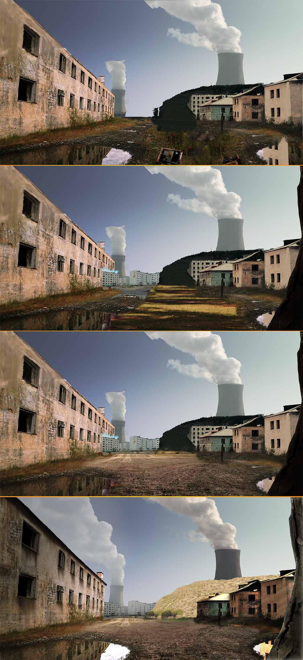 Abandonded City Digital Matte Painting Progress